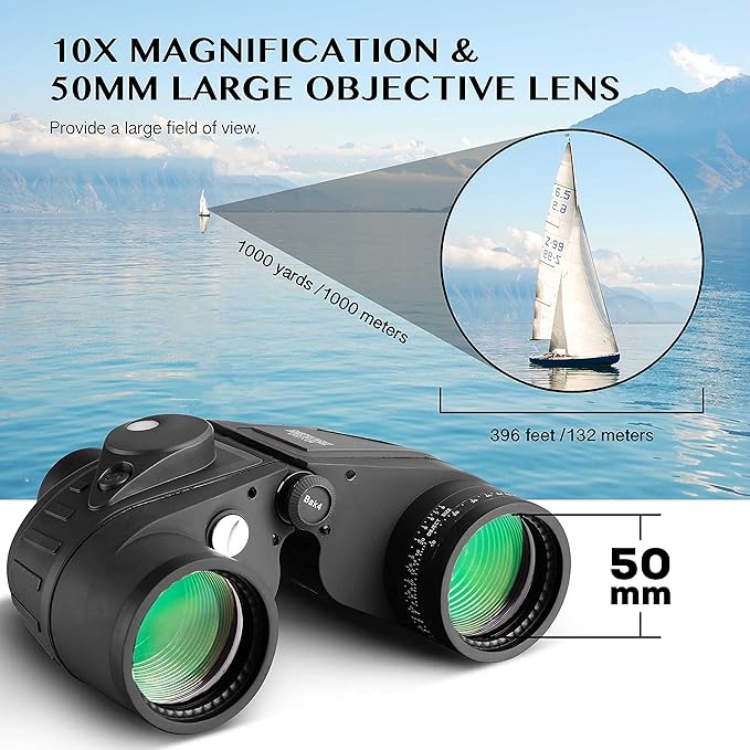 Aomekie 10x50 Binoculars for Adults Marine Military Binoculars Waterproof