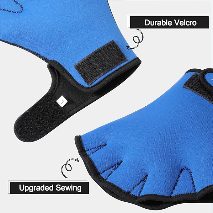 TAGVO Aquatic Gloves for Helping Upper Body Resistance, Webbed Swim Gloves Well Stitching, No Fading, Sizes for Men Women Adult Children Aquatic Fitness Water Resistance Training
