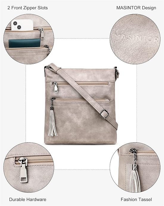 MASINTOR Crossbody Purses for Women, Adjustable Strap Shoulder Bag