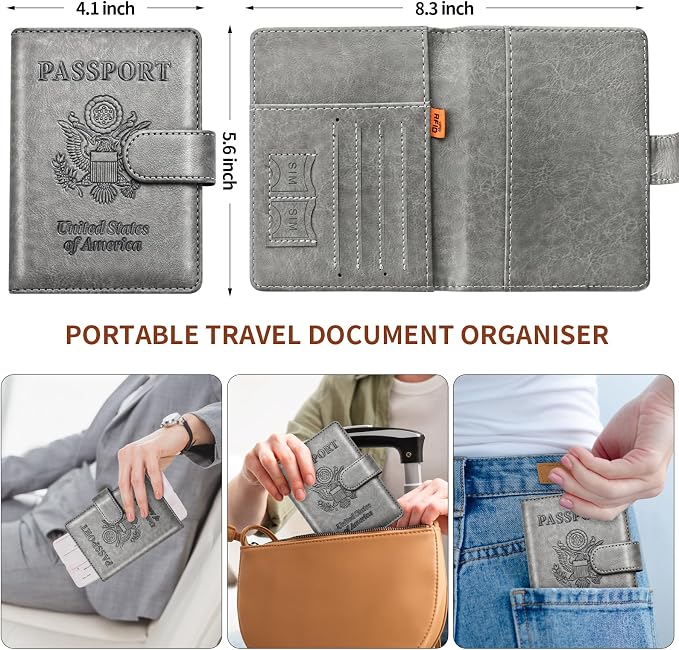 Herain Passport Holder for Travel Cruise Essentials, RFID Passports Book Card