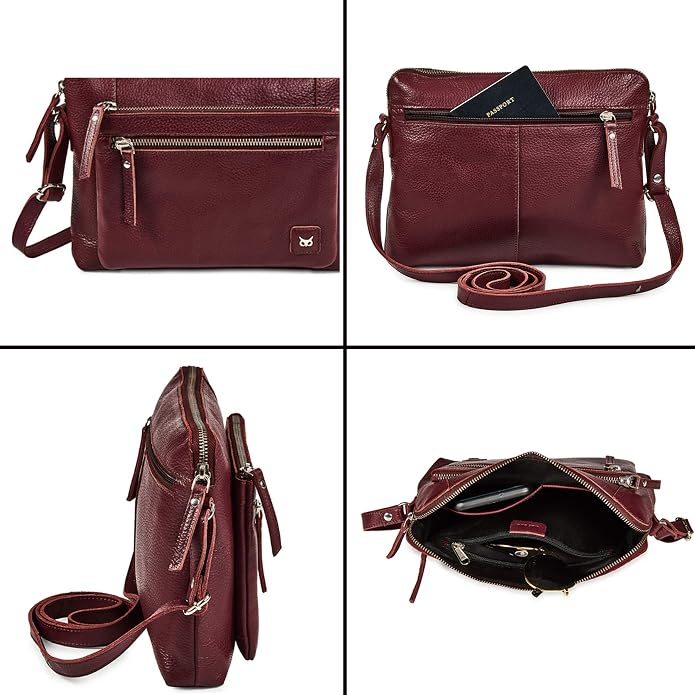 Wise Owl Accessories Small Soft Pebbled Real Leather Crossbody Handbags Purses