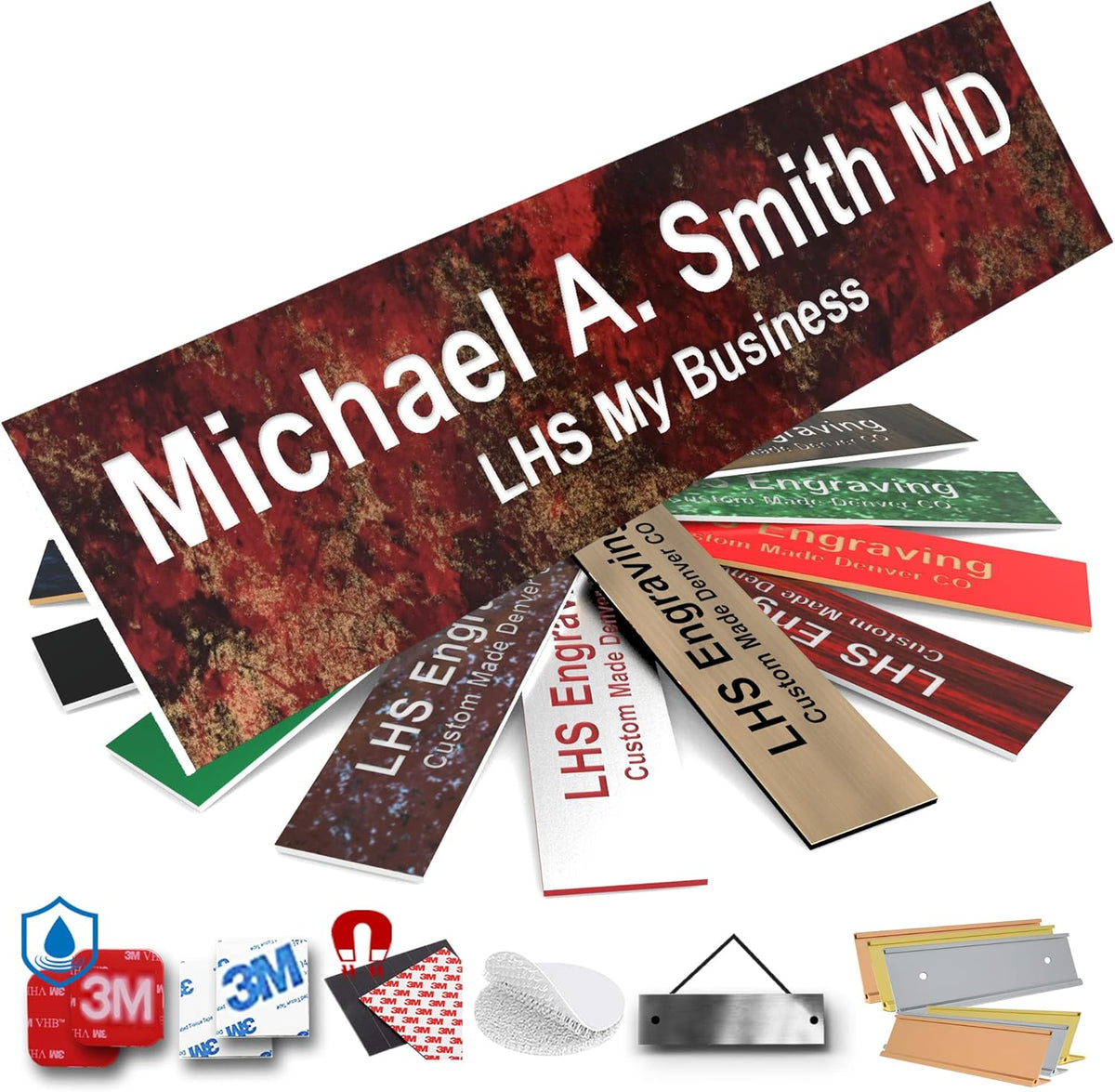 Engraved Door Signs for Office Personalized Rustico Granite Plastic Door Plaque White Letters - Made in USA 2x6 S2