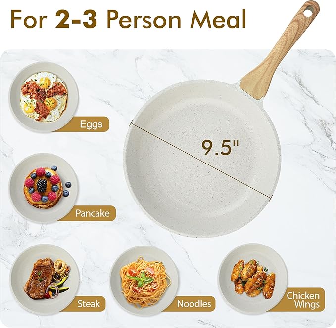 SENSARTE Nonstick Ceramic Frying Pan Skillet, 9.5 Inch Omelet Pan, Healthy Non