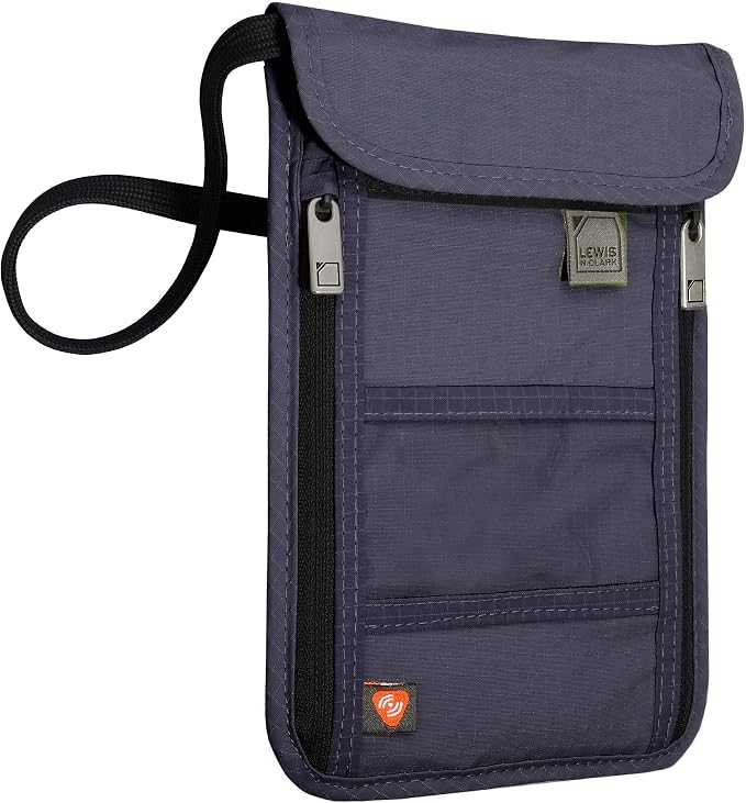Lewis N. Clark RFID Blocking Stash Neck Wallet, Travel Pouch + Passport Holder