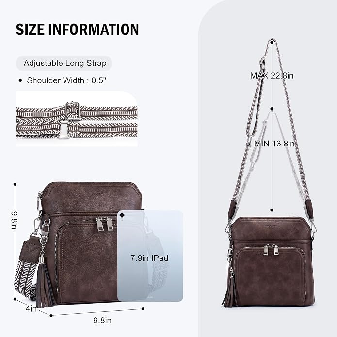 Crossbody Purse for Women, Lightweight Medium Crossbody Bag Soft Leather