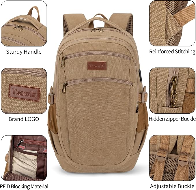 Tzowla Vintage Canvas Laptop Backpack