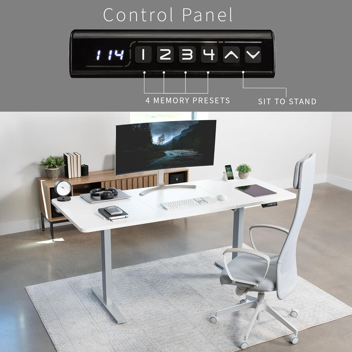 VIVO Electric 71 x 30 in Standing Desk, Memory Height Adjustment, 1B Series, White Top Gray Frame, DESK-KIT-1G7W