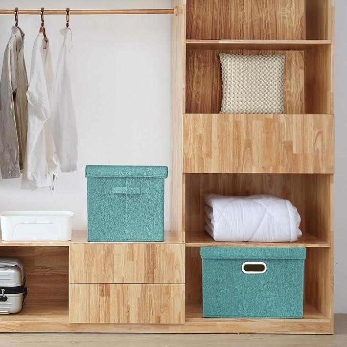 TYEERS Large Storage Bins with Lids, Collapsible, Fabric Storage Boxes