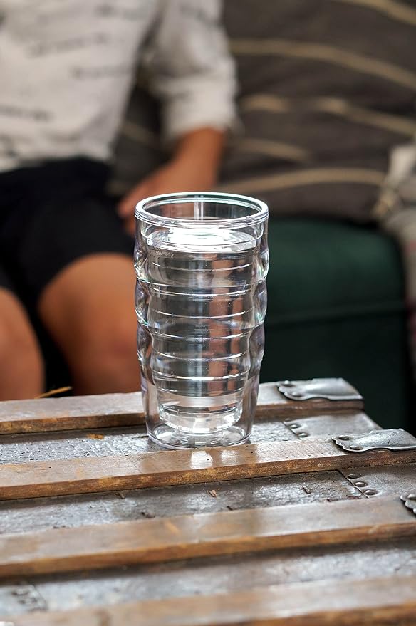 Tervis Clear & Colorful Lidded Made in USA Double Walled Insulated Tumbler Travel Cup Keeps Drinks Cold & Hot, 10oz Wavy, Hunter Green Lid