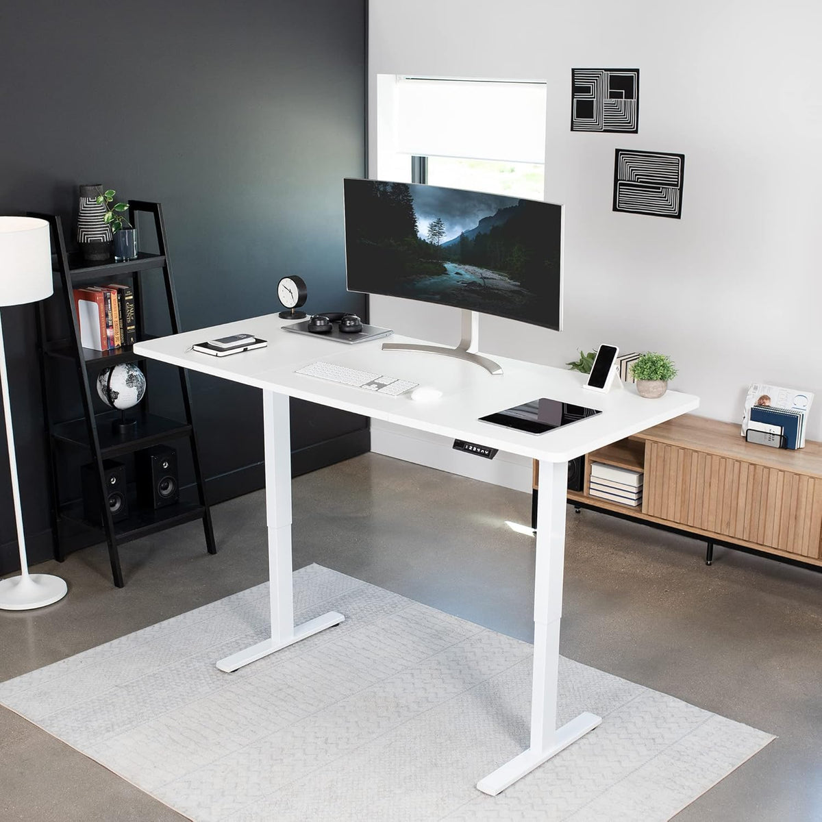 VIVO Electric 71 x 30 in Standing Desk, Memory Height Adjustment, 1B Series, White Top White Frame, DESK-KIT-1W7W