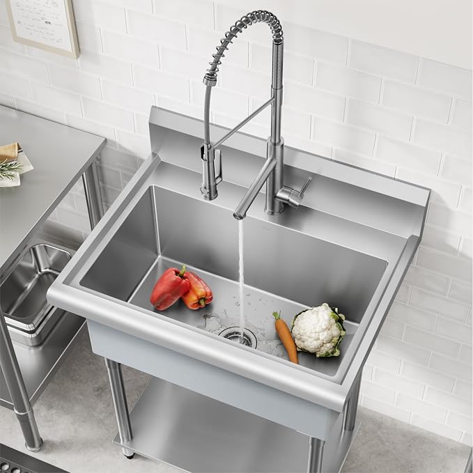 KRAUS Standart Pro 32 Inch 18-Gauge Stainless Steel Scullery Sink, 24 Gallon