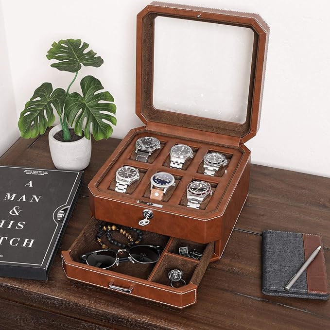 Gift Set 6 Slot Leather Watch Box