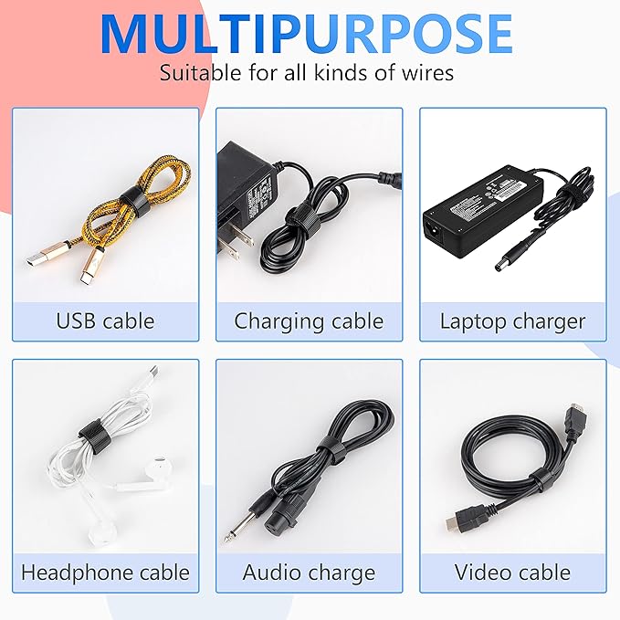 120 PCS 5/6/8 Inch Cord Wraps for Charging Cords – Data Cable Organizer Ties –