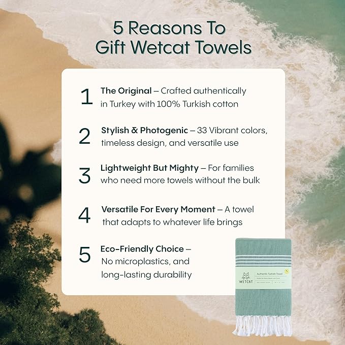 WETCAT Turkish Beach Towel Oversized (38"x71") 100% Turkish Cotton, Made in Turkey - Sand Free, Extra Large, Ultra Soft, Quick Drying, Compact & Lightweight for Travel - Orange
