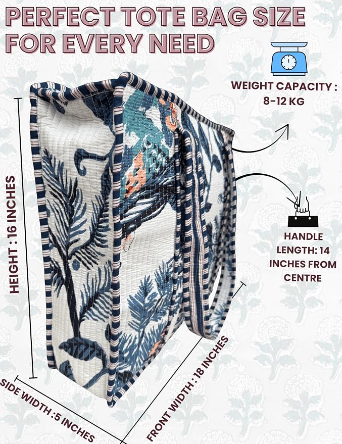 Cotton Quilted Tote Bag for Women – Large Beach & Travel Tote