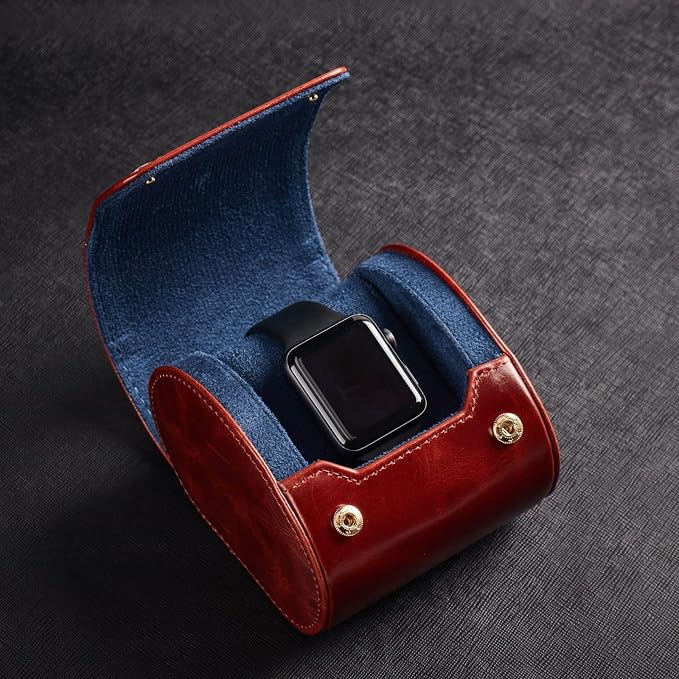 Genuine Napa Leather Watch Roll Travel Case