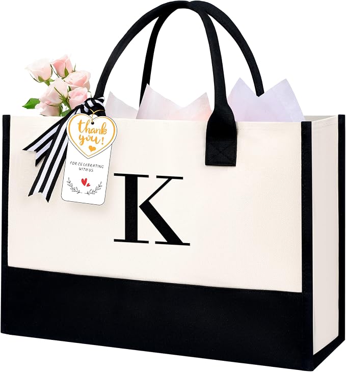 BAGAIL Initial Tote Bag, Personalized Birthday Gifts