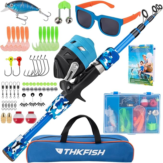 Kids Fishing Pole Set, Telescopic Fishing Rod Reel Combo Kids Starter Kit