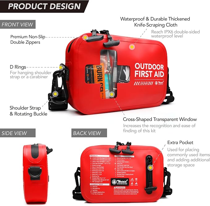 152 PCS Waterproof First Aid Kit, Portable Small Boat Dry Bag Bug Out Bags