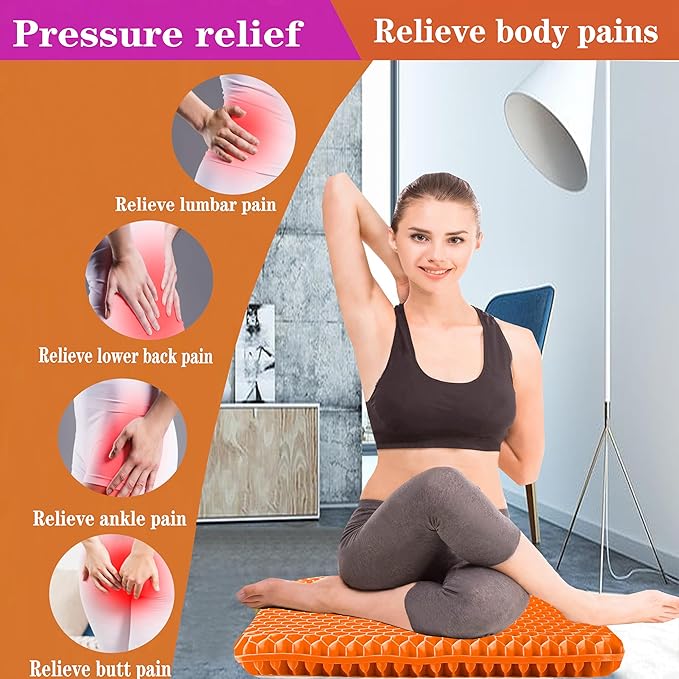 Plus Size Gel Seat Cushion for Long Sitting, Extra Large and Thick, Seat