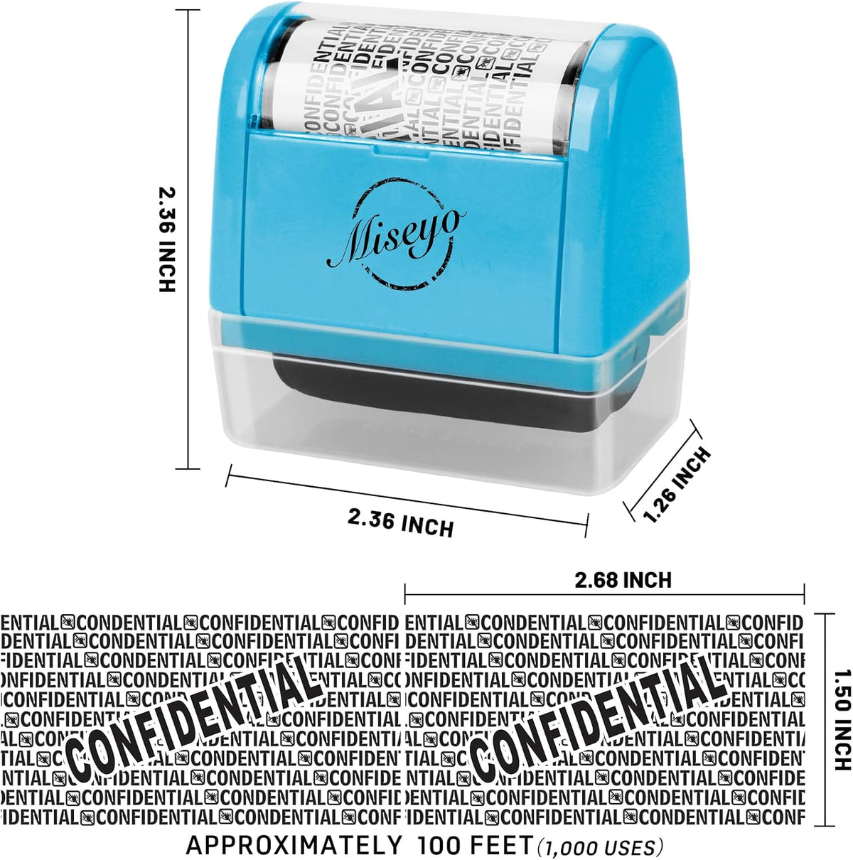 Miseyo Wide Roller Stamp Identity Theft Stamp 1.5 Inch Perfect for Privacy Protection,Anti-Theft Security Confidential Easy for Guard Personal Information Blockout - 3Pack Set