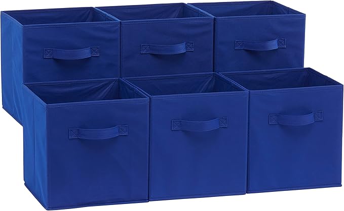 Amazon Basics Cube Organizer Storage Bins Handles, Collapsible Fabric,