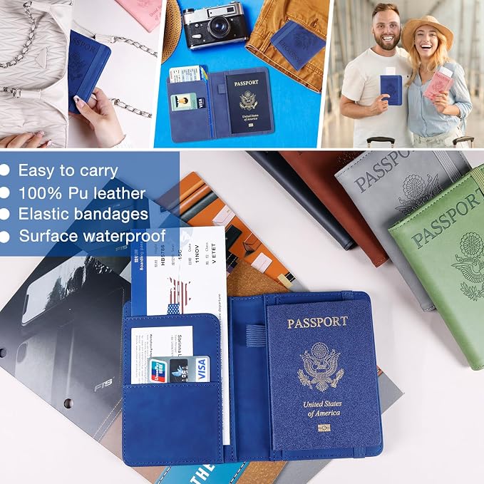 Melsbrinna Premium Leather Passport Holder Covers Case, Waterproof Rfid