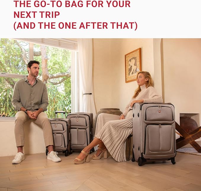 SwissGear Sion Softside Expandable Luggage – Large Checked Suitcase