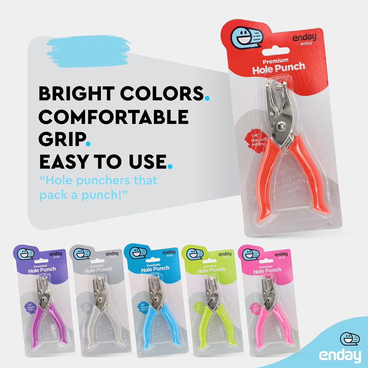 Premium Single Hole Paper Punch Cushion Grip Heavy Duty Hole Puncher for Greeting Cards Scrapbook Notebook Puncher Craft Paper Hand Tool - Assorted Colors, Colors May Vary - by Emraw (1PK)