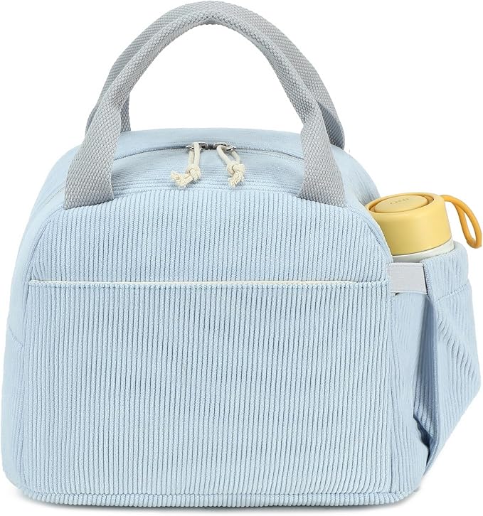 Bluboon Lunch Bag for Women Men Cute Corduroy Lunch Tote Bags Reusable