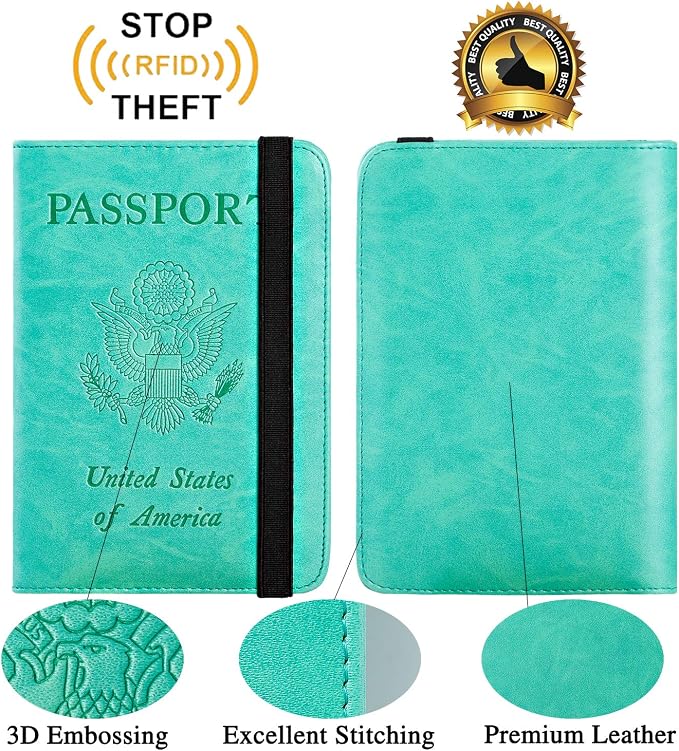 Passport Holder Cover Wallet Travel Essentials RFID Blocking Leather Card Case