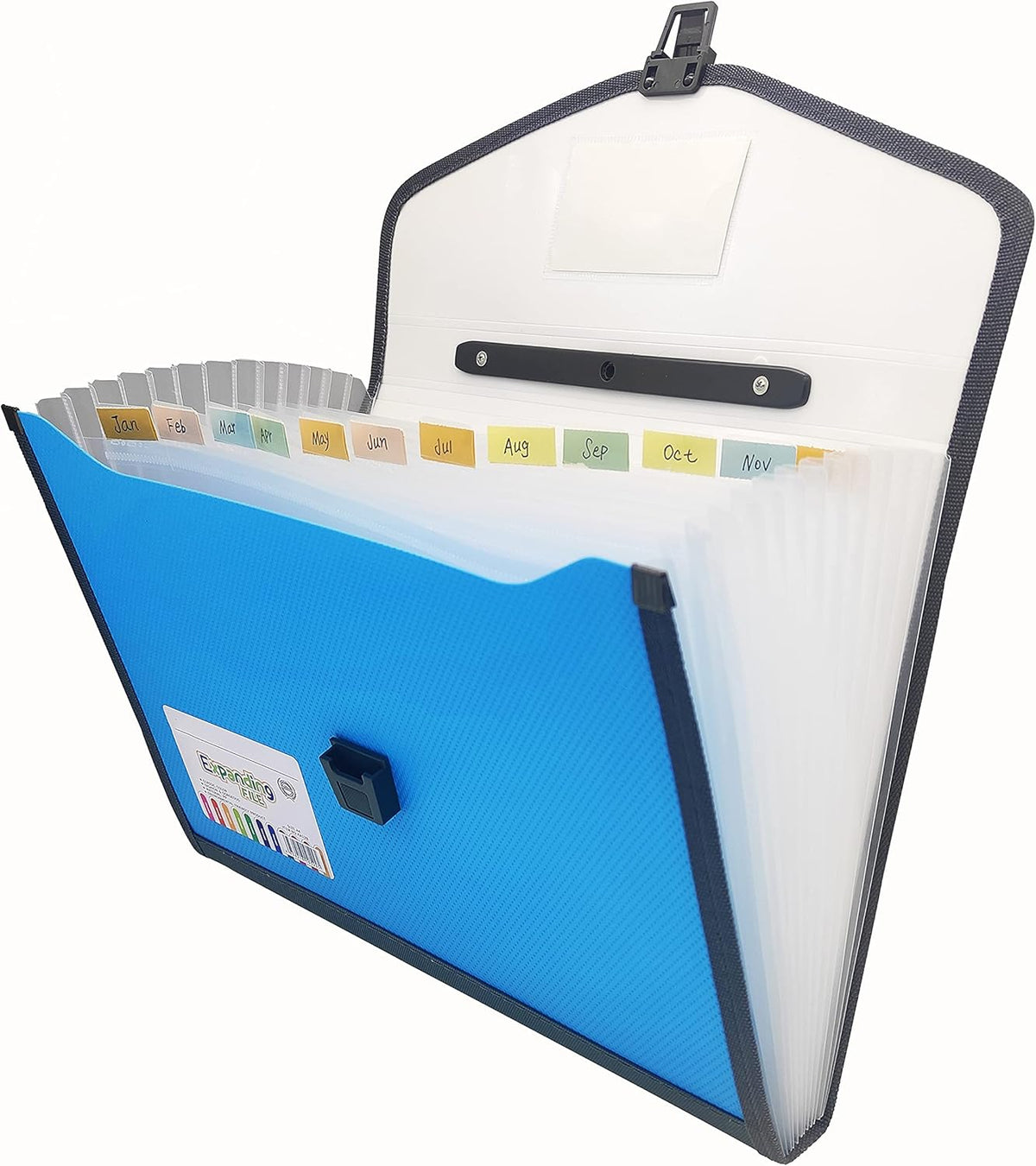 Expanding Accordion File Folder with Labels, 13 Pocket Document Organizer, Letter A4 Size, 1 Pack