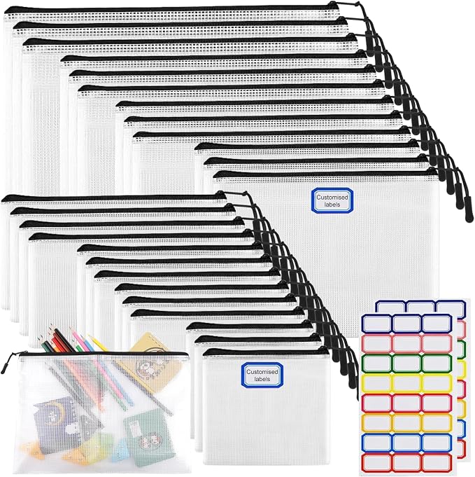 25pcs Multisize Mesh Zipper Pouch Bags, Waterproof Zipper Bag, 8 Sizes