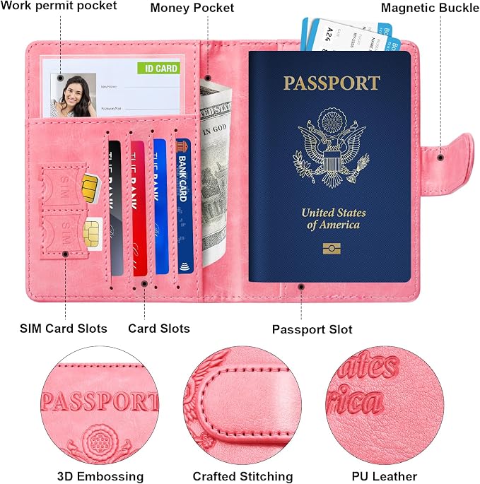 Herain Passport Holder for Travel Cruise Essentials, RFID Passports Book Card