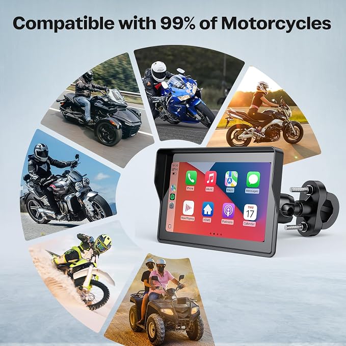 WonVon 5 Inch Motorcycle Carplay GPS Navigation System
