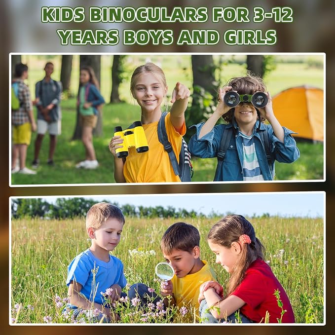 Wettarn 24 Pack Kid Mini Compact Binocular Compass Magnifying Glass Set