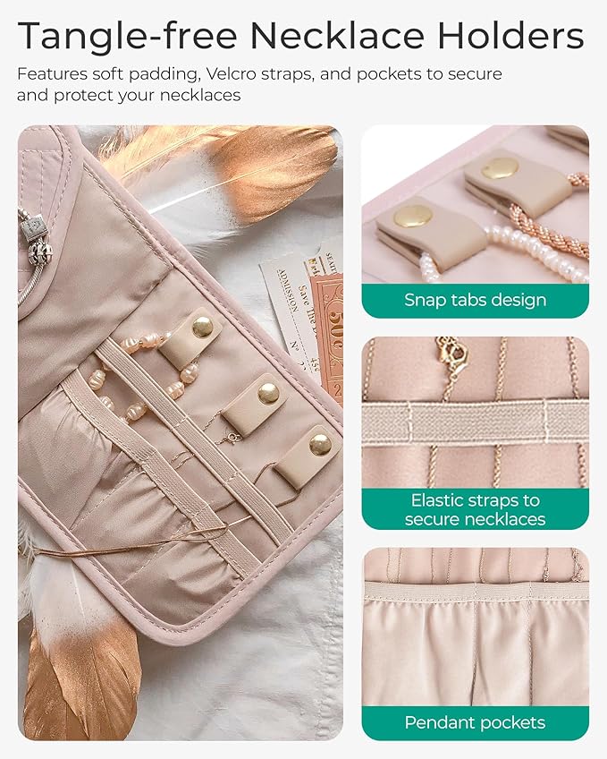 BAGSMART Travel Jewelry Organizer Case Foldable Jewelry Roll