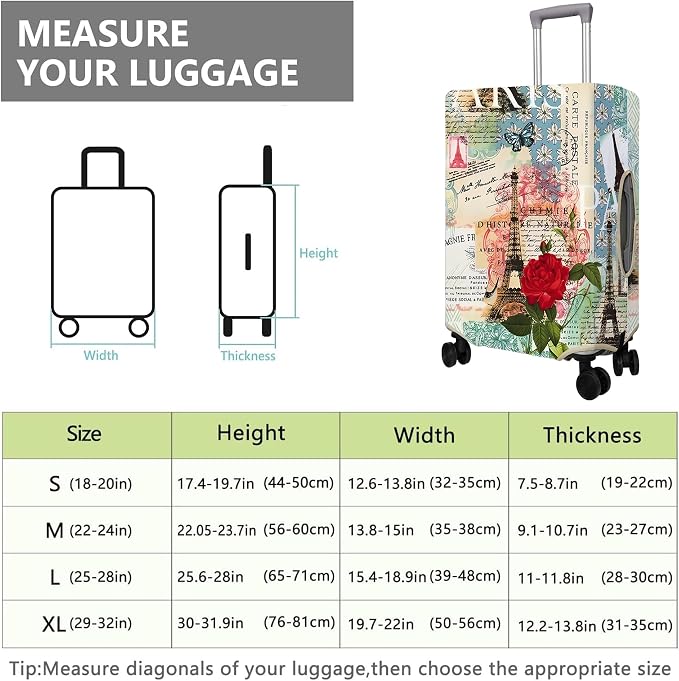 Travel Luggage Cover Suitcase Protector Fits 18-32 Inch Wheel Covers