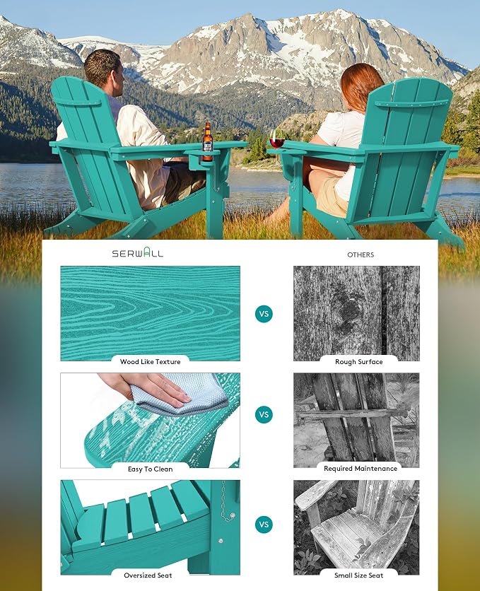 SERWALL Adirondack Chair with Cup Holders