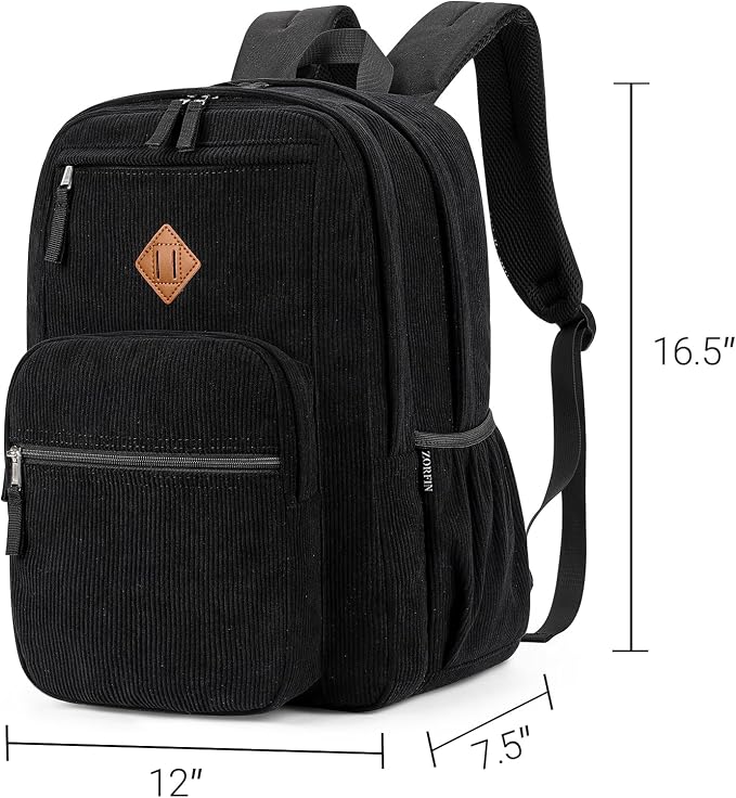 ZORFIN 26L Backpack for College, and Travel: Corduroy Bookbag