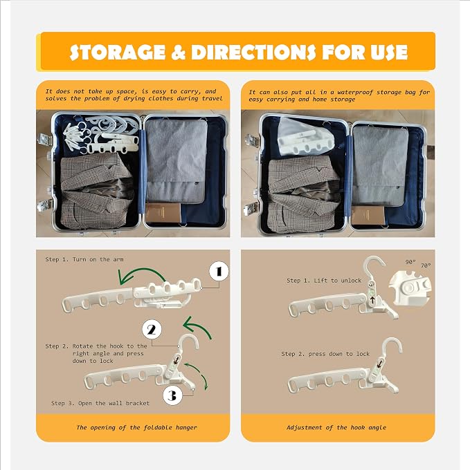Over The Door Hooks Hanger, Foldable Portable Folding Hangers, Hanging Rack