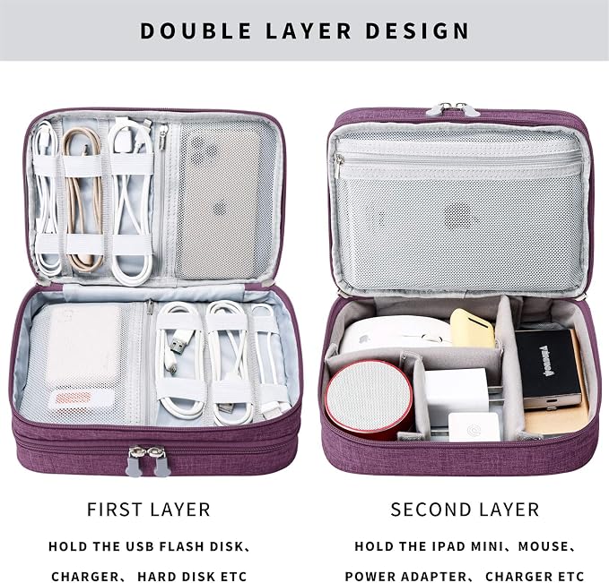 MIRLEWAIY Travel Electronics Organizer Soft Case Small Electronic Accessories
