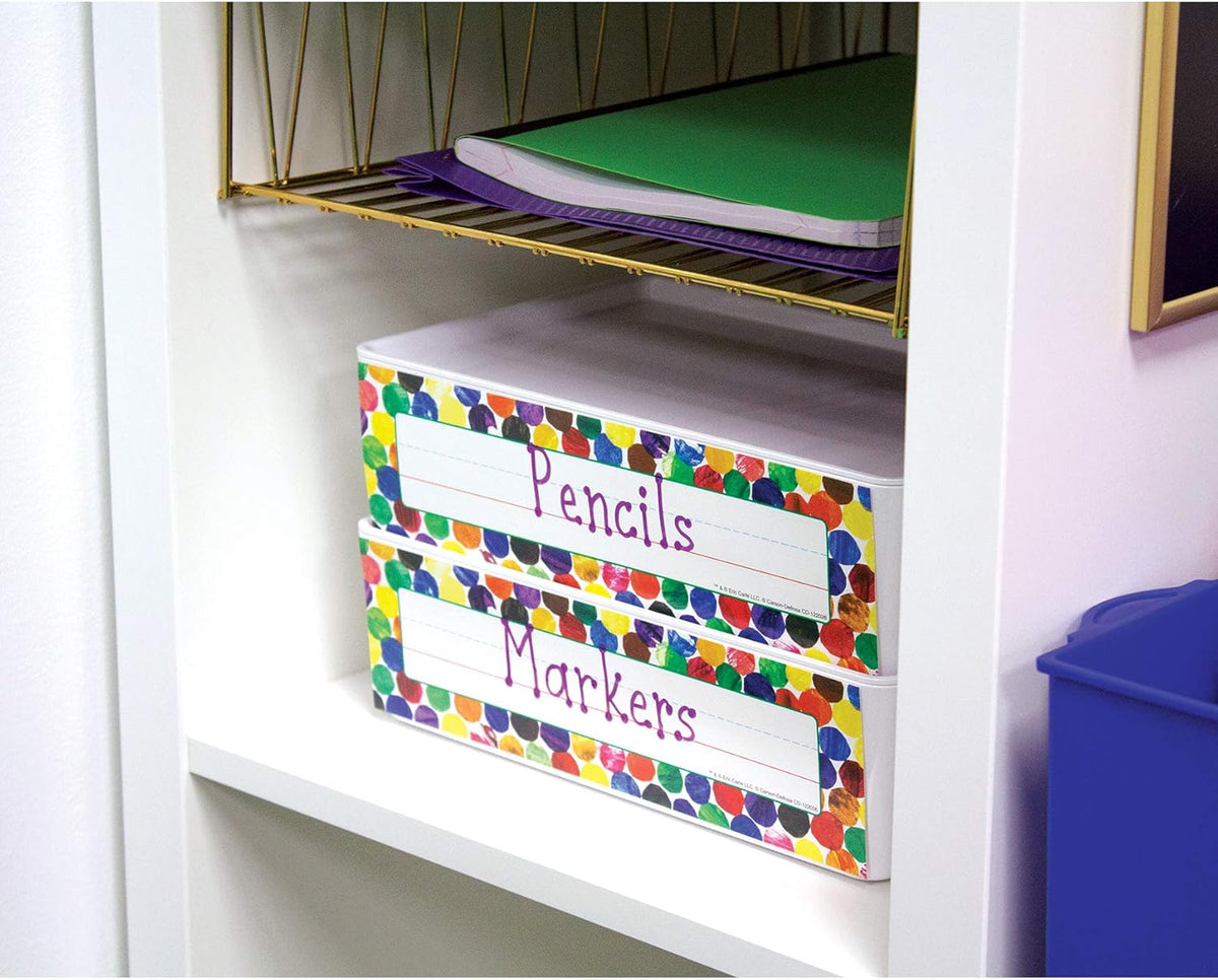 World of Eric Carle 36PC Name Labels For Kids, Colorful Tags for Labeling Classroom, School Supplies, Chalkboard, Desk Organizer and Locker Organization, The Very Hungry Caterpillar Teacher Decor