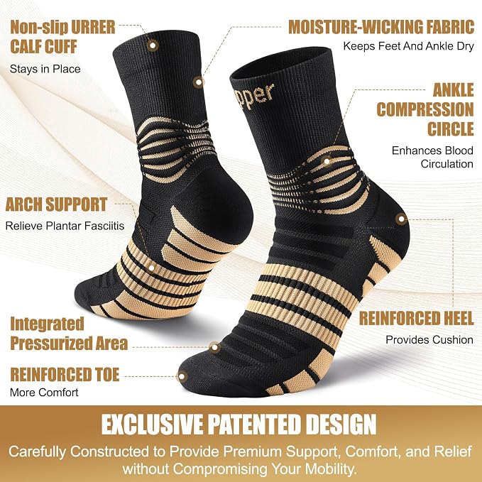 NEENCA Professional Copper Compression Socks, Medical Ankle Support Socks