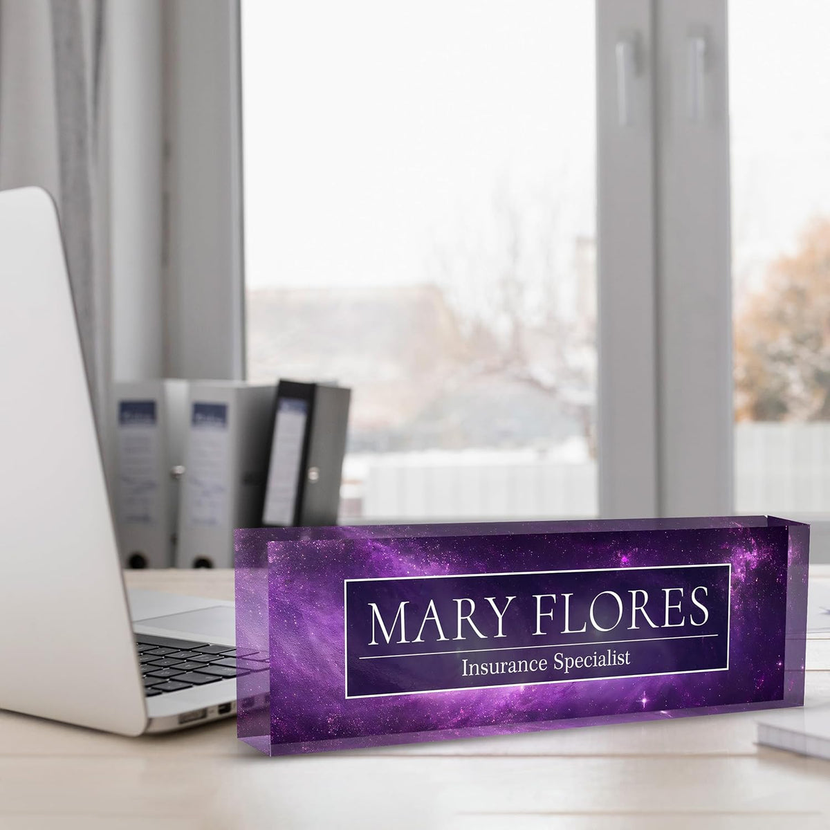 Office Desk Name Plate Personalized, Custom Name Plates for Desks, Name Plate Personalized for Office, Employee Appreciation Gifts (Galaxy 2)