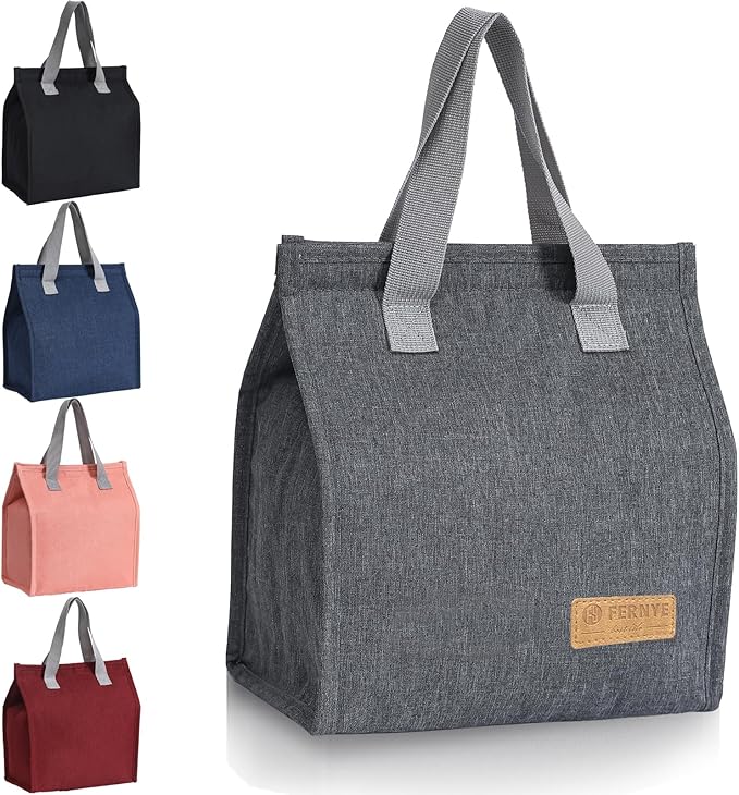 Lunch Bag for Women/Men,Waterproof Reusable Portable Lunch Tote,Lunch Box Bag.Thermal Cooler Bag Ideal for Work/Party/l/Travel/Picnic (Light Gray)