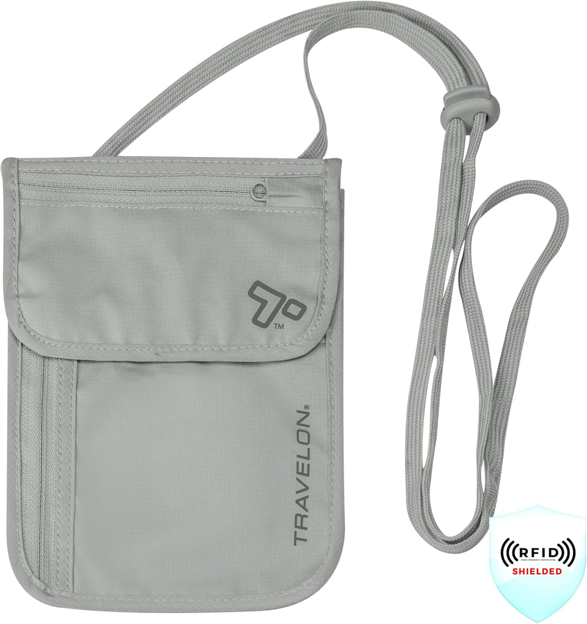 Travelon Rfid Blocking Undergarment Neck Pouch Travel Wallet, Gray, One Size