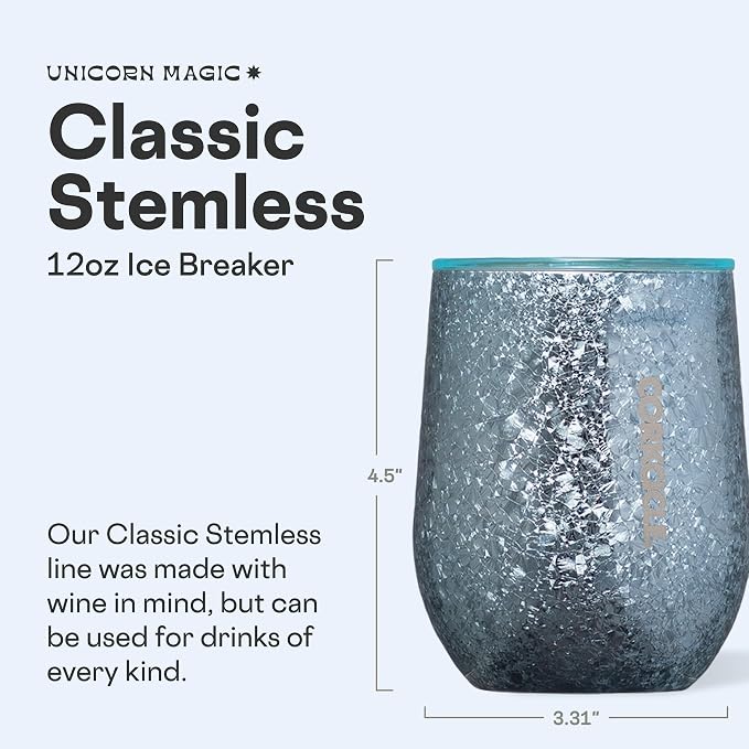 Corkcicle Stemless Wine Tumbler - Keeps Drinks Cold for 6 Hours - Triple-Insulated Stainless Steel - Non-Slip Base - Summer Drinkware Gift - Keeps Drinks Cold - 12 oz - Ice Breaker