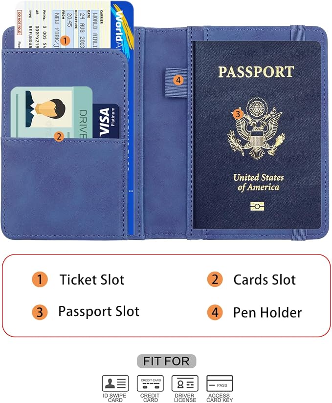 Melsbrinna Premium Leather Passport Holder Covers Case, Waterproof Rfid