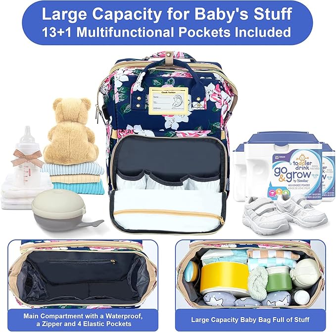 Diaper Bag Backpack with Changing Station, Foldable